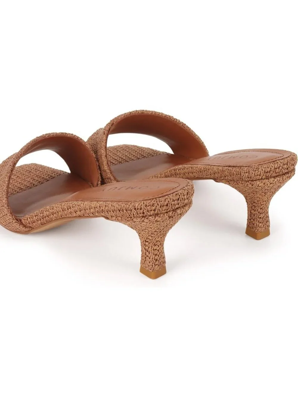 Women's Heeled Sandals Comfortable Brown Kitten Heels Square Toe Summer Heels
